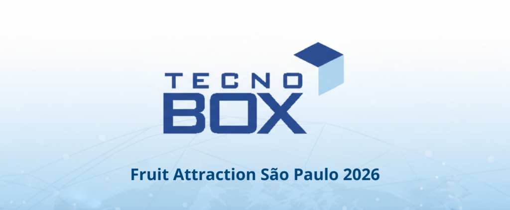 Stand de Tecnobox en Fruit Attraction São Paulo 2026 mostrando soluciones tecnológicas para la industria hortofrutícola